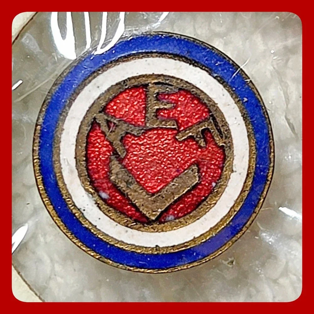 AEF American Expeditionary Forces WWI Enamel Pin Red White Blue Military Crest
